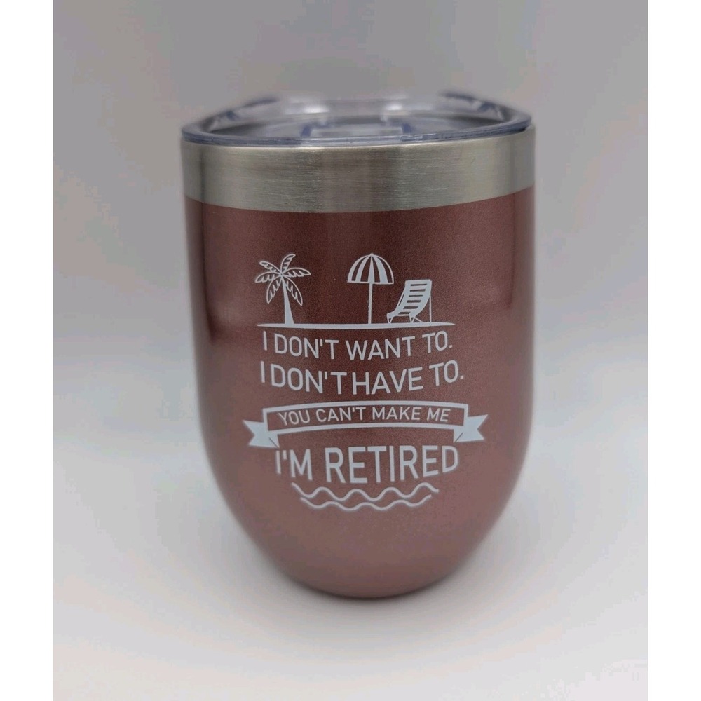 Stainless Steel Insulated Stemless Wine Tumbler 12 oz Rose Gold Retirement Gift
